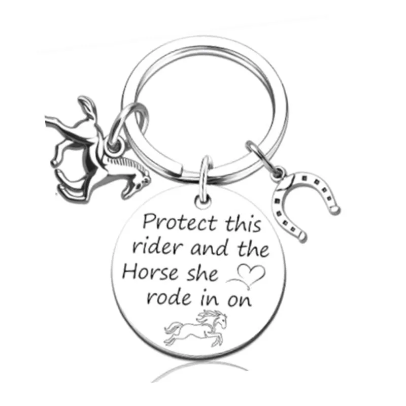 Equestrian Horse Lover Keychain Set Inspirational Horseshoe Charm Rider Gift Pendant for Horse Lovers