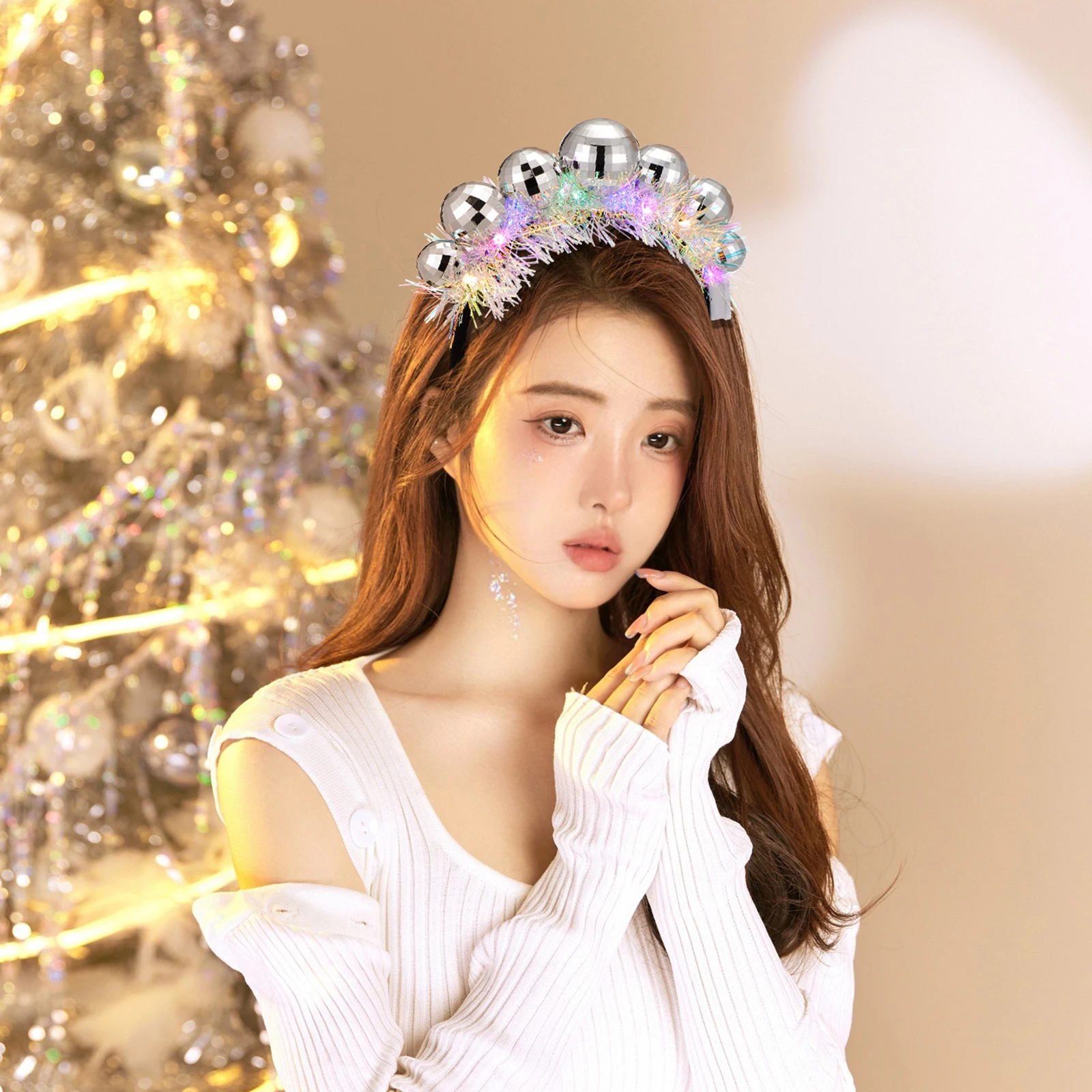 

Christmas Headband Accessories Vintage Decor Happy Christmas Headwear Ball Hairbands Elastic Party Supplies Plastic