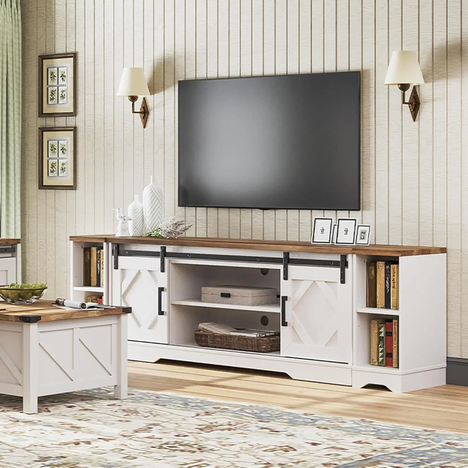 Modern Farmhouse 3 in 1 TV Stand for 75 85 95