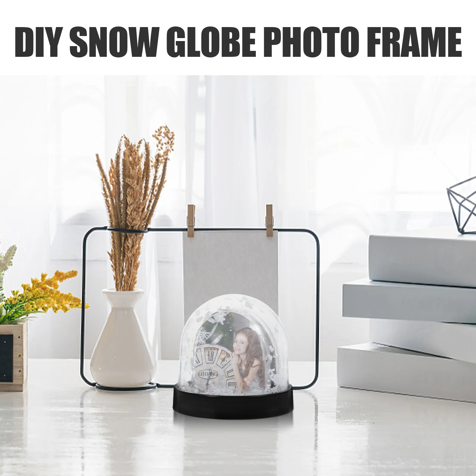 Photo Frame Gifts Snow Globe with Picture Insert DIY Plastic Snowglobe Frames Santa Decor