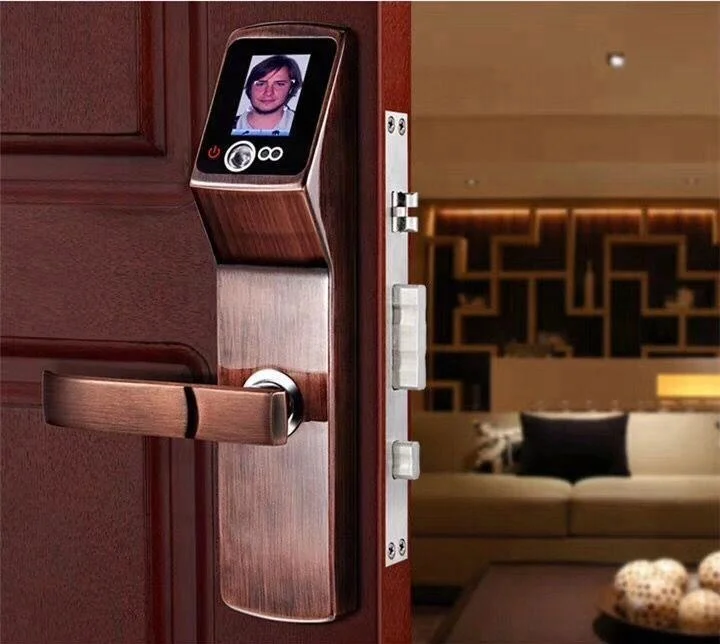 Cerradura de puerta con reconocimiento facial y tarjeta inteligente de alto nivel