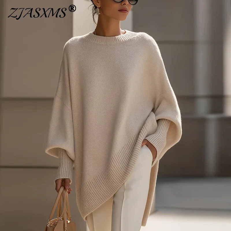 

Simple New Casual Solid Loose Woman Sweater Fall Elegant O Neck Knitwear Tops Pullover Winter Long Sleeve Warm Sweaters Harajuku