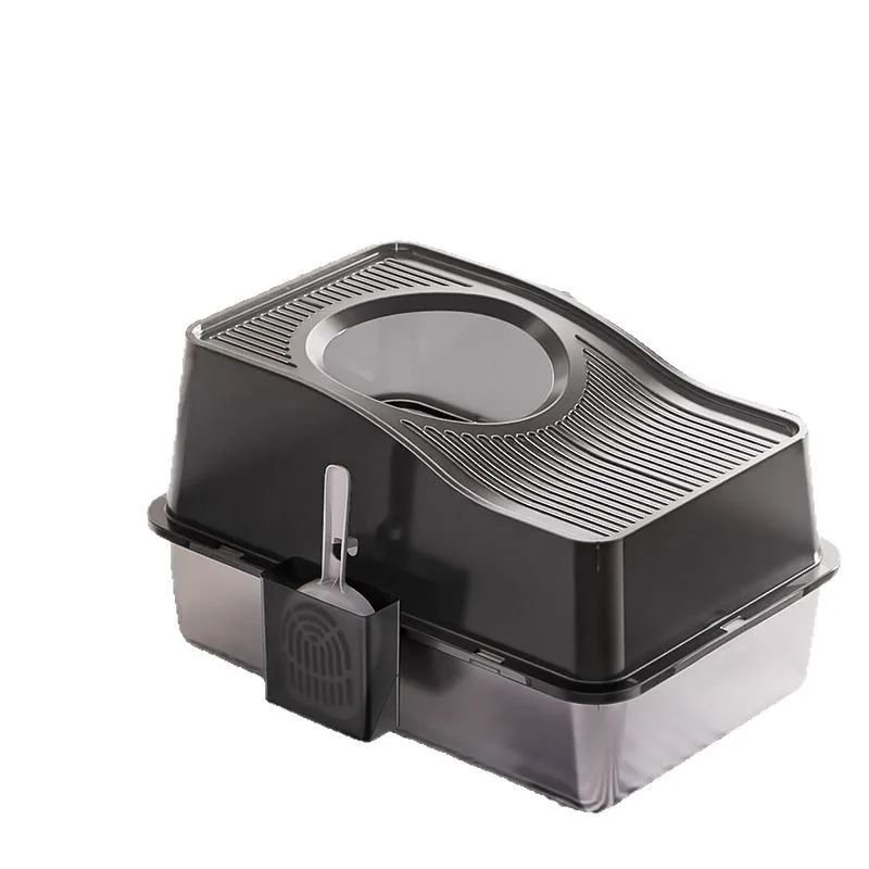 Caja de arena para gatos XL inox cerrada antisalpicaduras - imagen 3