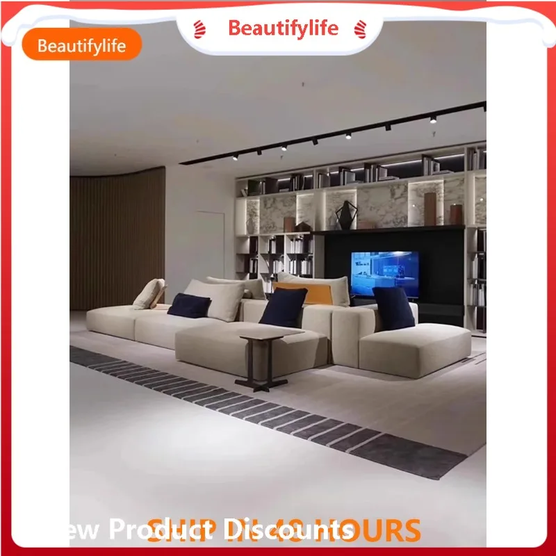 

H Minimalist double-sided back-to-back, modular combination sofa Modern light luxury horizontal hall large flat square sofa