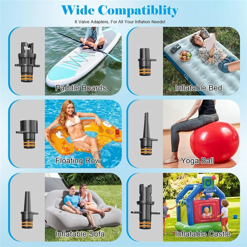 

НОВЫЙ портативный перезаряжаемый электрический насос для досок для серфинга, со светодиодным фонариком, аккумулятором 8000 мАч, для досок для серфинга, каяков