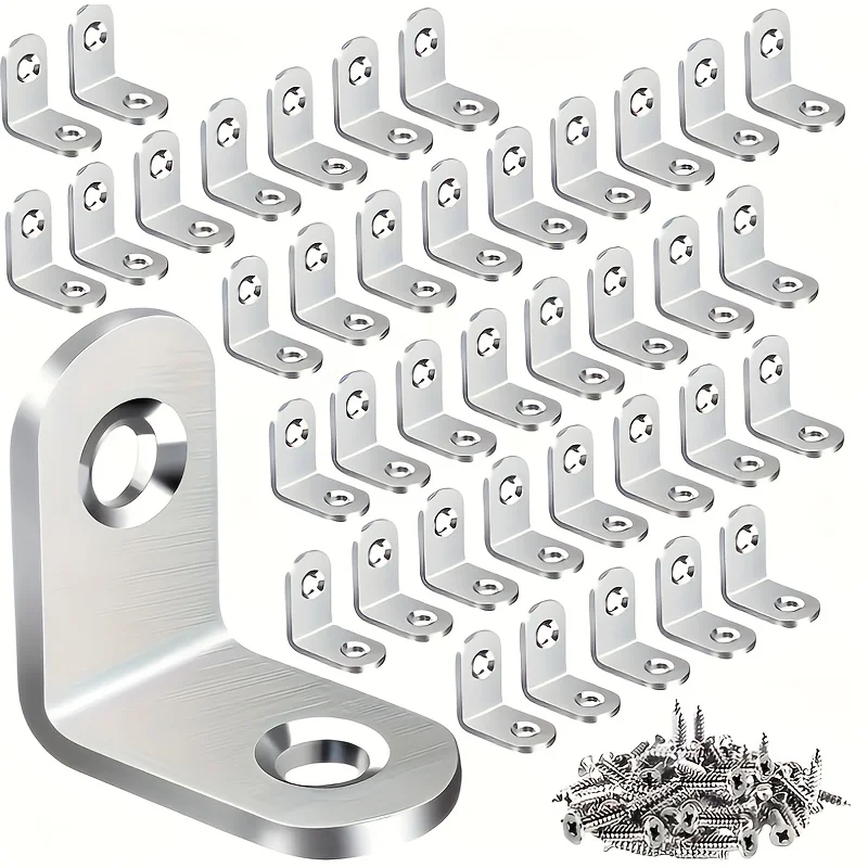 

10sets household stainless steel angle brackets, 90-degree right-angle fastener accessories, with screws