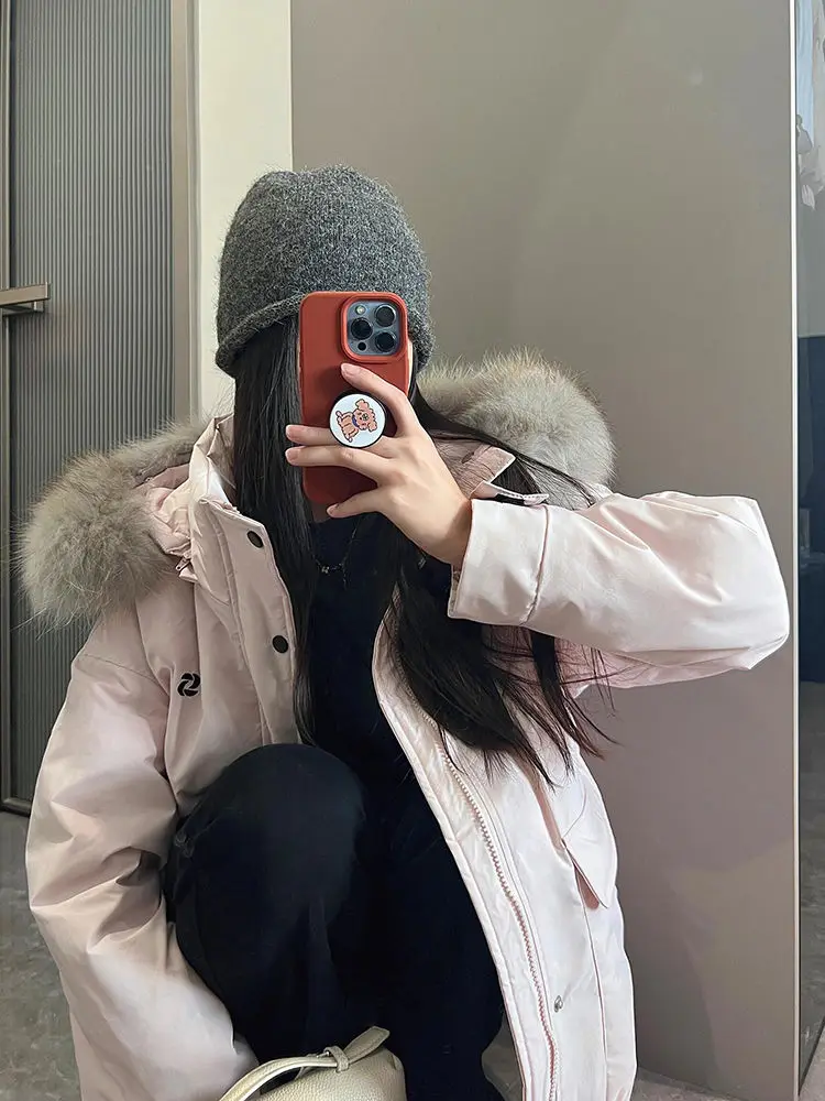 

Parkas Oversize Womens Fall Detail Windproof Comfort Feminina Hooded Embroidered Curved Coating Original Thicken Girl Insulated