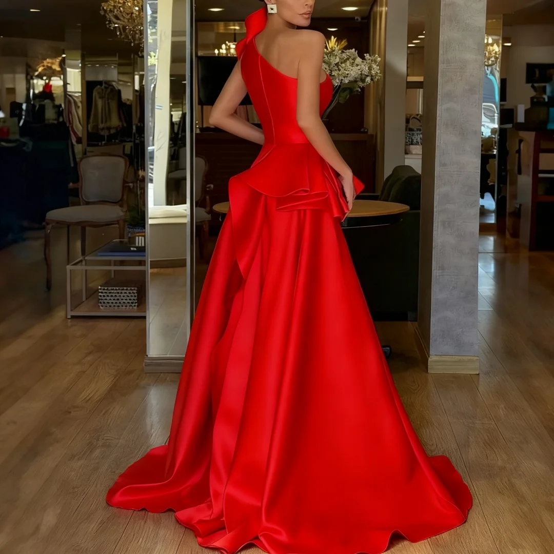 Robe de soirée personnalisée, asymétrique épaule dénudée, sans manches, robes de soirée formelles, robes de bal d'anniversaire pour femmes