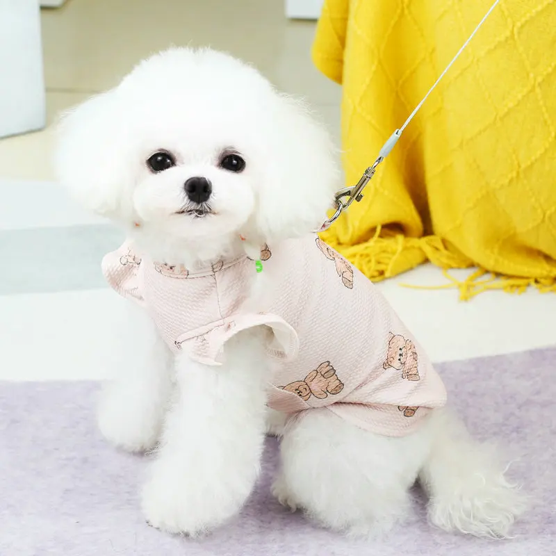 Dog Clothes Bear Lace Clothes Dog Traction T-shirt Drawable Rope Cat Teddy Bear Small and Medium-sized Dog Thin Summer Clothes