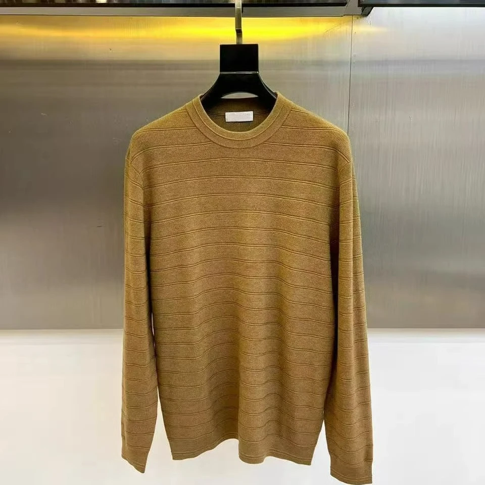 BC 가을 겨울 신상 자수 크루넥 니트 스웨터 남성용 올드 머니 스타일 다용도 긴팔 스웨터