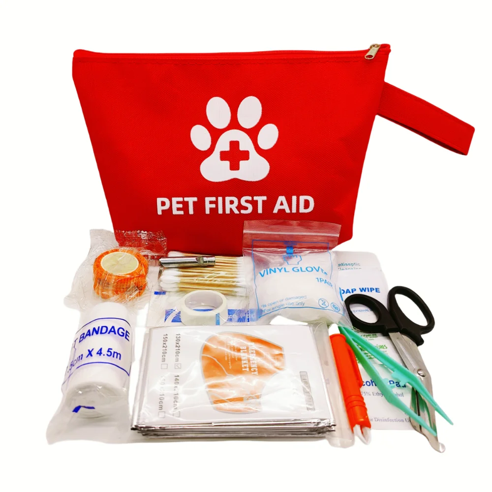 

Pet Emergency Kit Dog Cat Travel Kit for Waterproof Resistant High Visibility Reflective First Aid Pouch Dog Camping Essentials