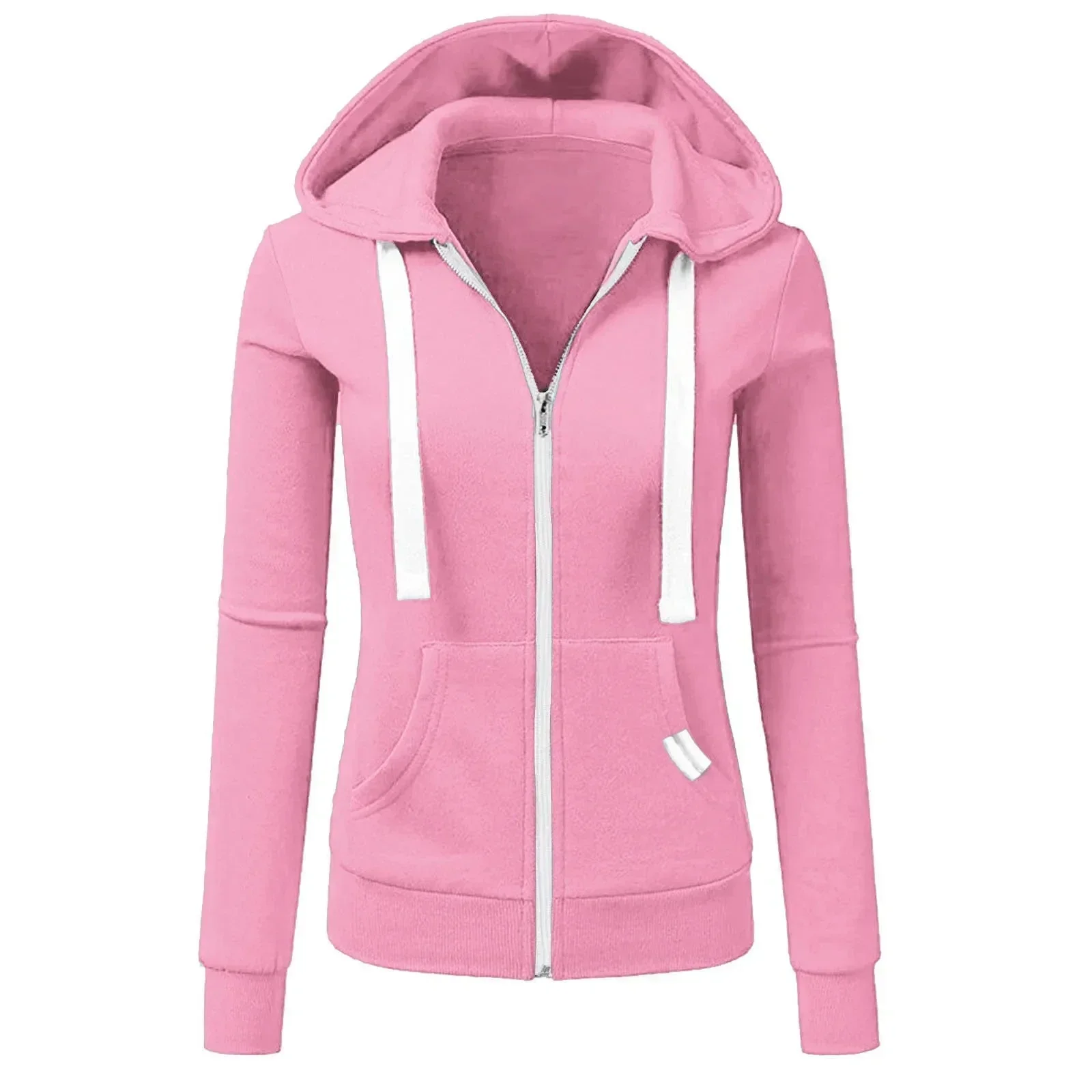 2026 Autumn/Winter New Women's Personalized Fashion Sports Hoodie Long Sleeve Drawstring Pocket Zipper Coat Woolen Sweater Top