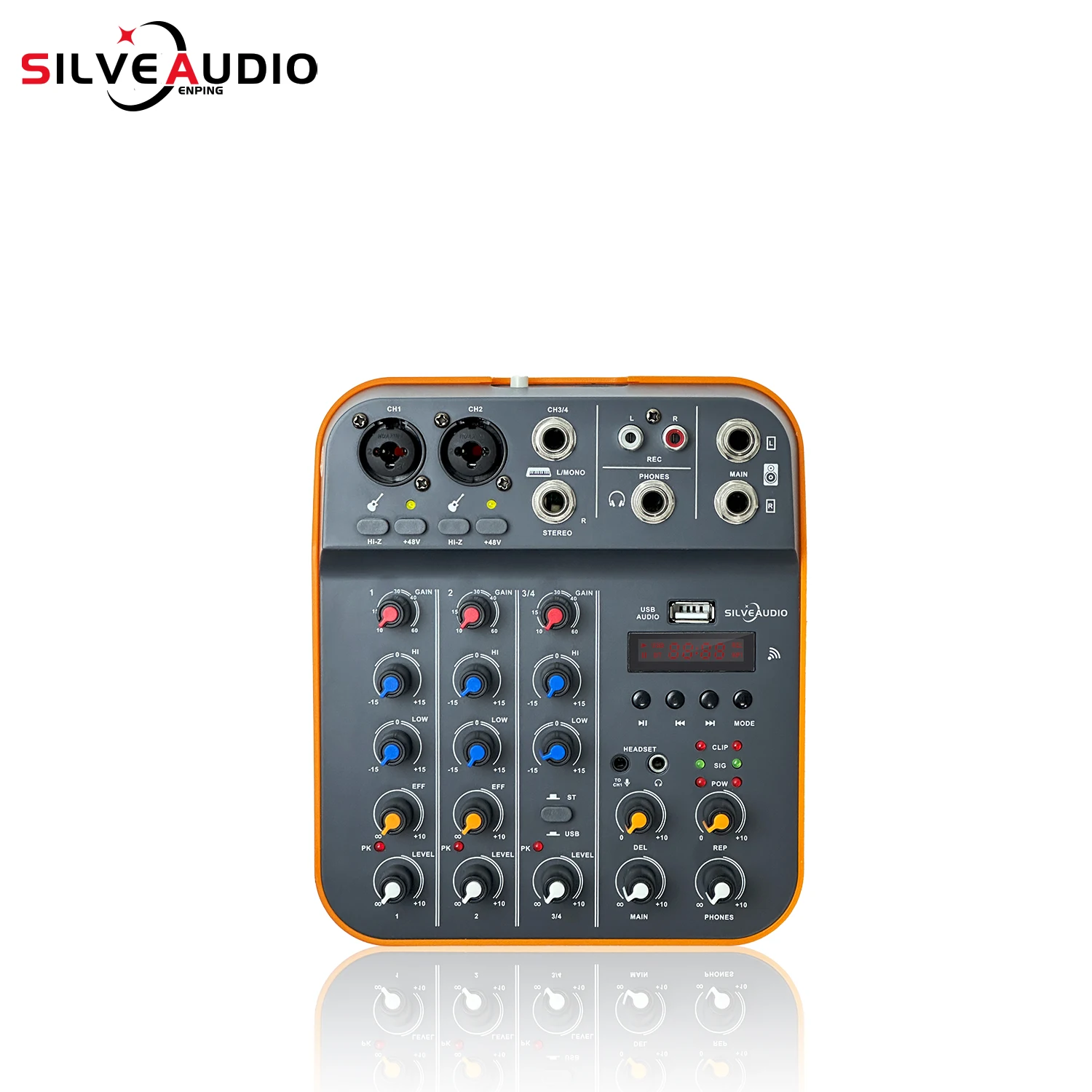 

GAX-A44 MIni 4 channel Digital Audio Mixer Console with Effect Sound Card,blueteeth, USB, for DJ PC Recording