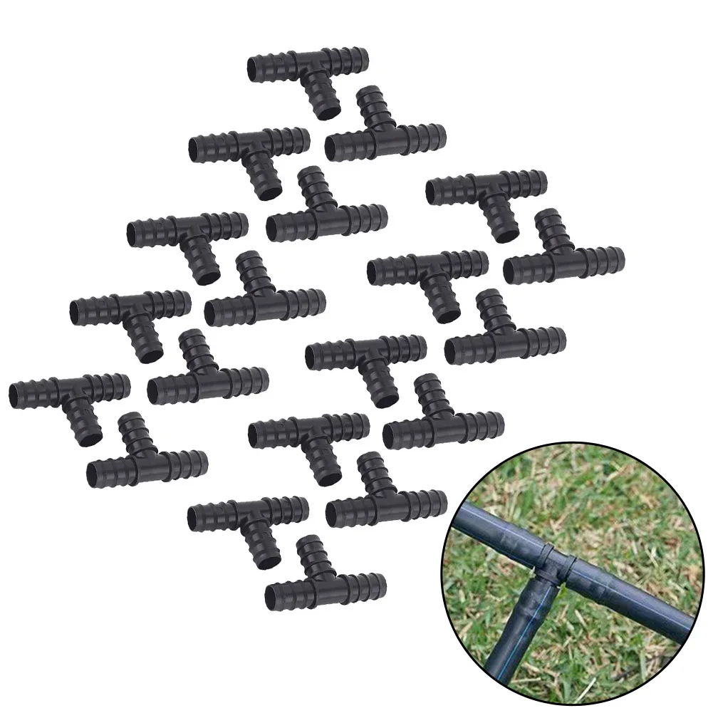 20 Pcs 16mm Barbed Tee Hose Connectors Plastic Pipe Fittings for Washing Machine Garden Hose Irrigation and Watering Use