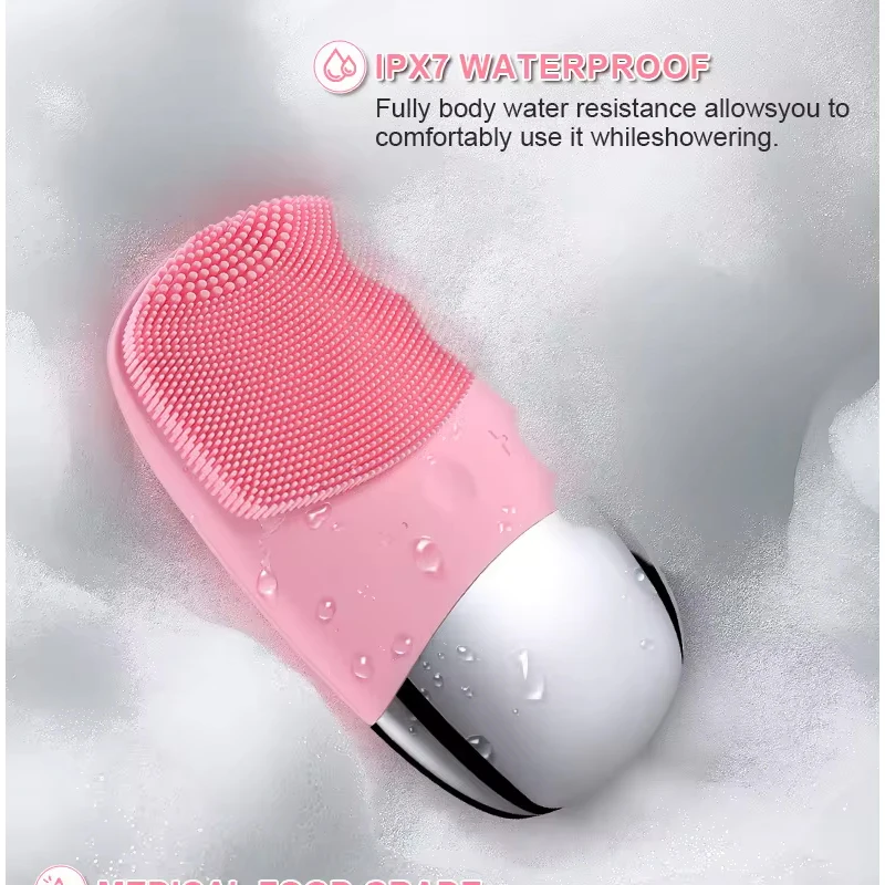 Deep Pore Cleanser Rechargeable Electric Facial Cleansing Brush Handheld Massage Silica Face Wash
