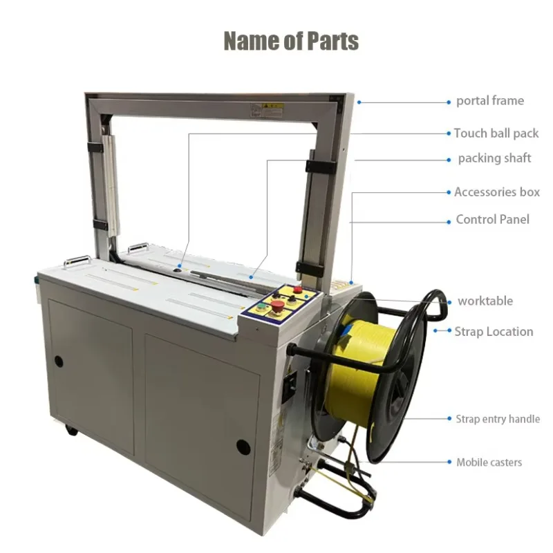 Máquina flejadora automática de cartón de alta velocidad 101A, flejadora automática en línea de polipropileno/cinta para mascotas