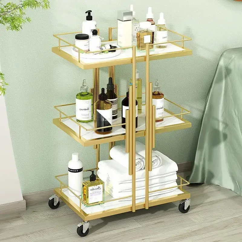 Nordic Mobile Trolley Storage Rack with Wheel Storage Basket Rack Toilet Floor Rack Multi-layer Trolley Carts Kitchen Furniture