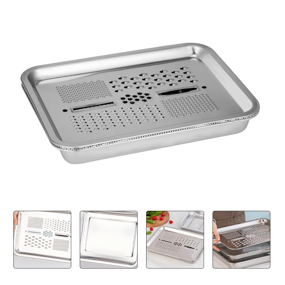 

1Set Stainless Steel Grater Plate Polished Grating Disc Vegetable Chopper Household Draining Tray Stainless Steel Grater