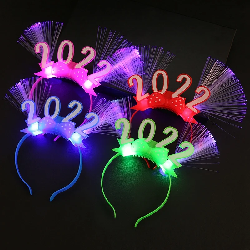 LED Glow Headband Flashing Blinking Crown Happy New Year Hair Bands Party Decoration Favors