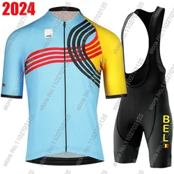 Belgium National Team Cycling Jersey 2024 Team Set Summer Wout van Aert Clothing Road Bike Shirts Suit Bicycle Bib Shorts Ropa