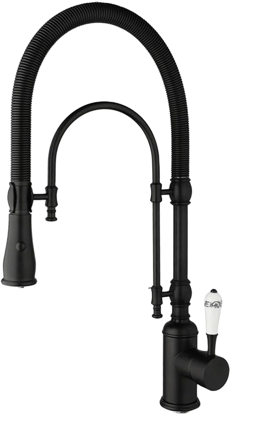 Kitchen Pull Down Faucet 360 Degree Multi-Function Spring Pull Down Single Handle Hot and Cold Water Faucet Brass