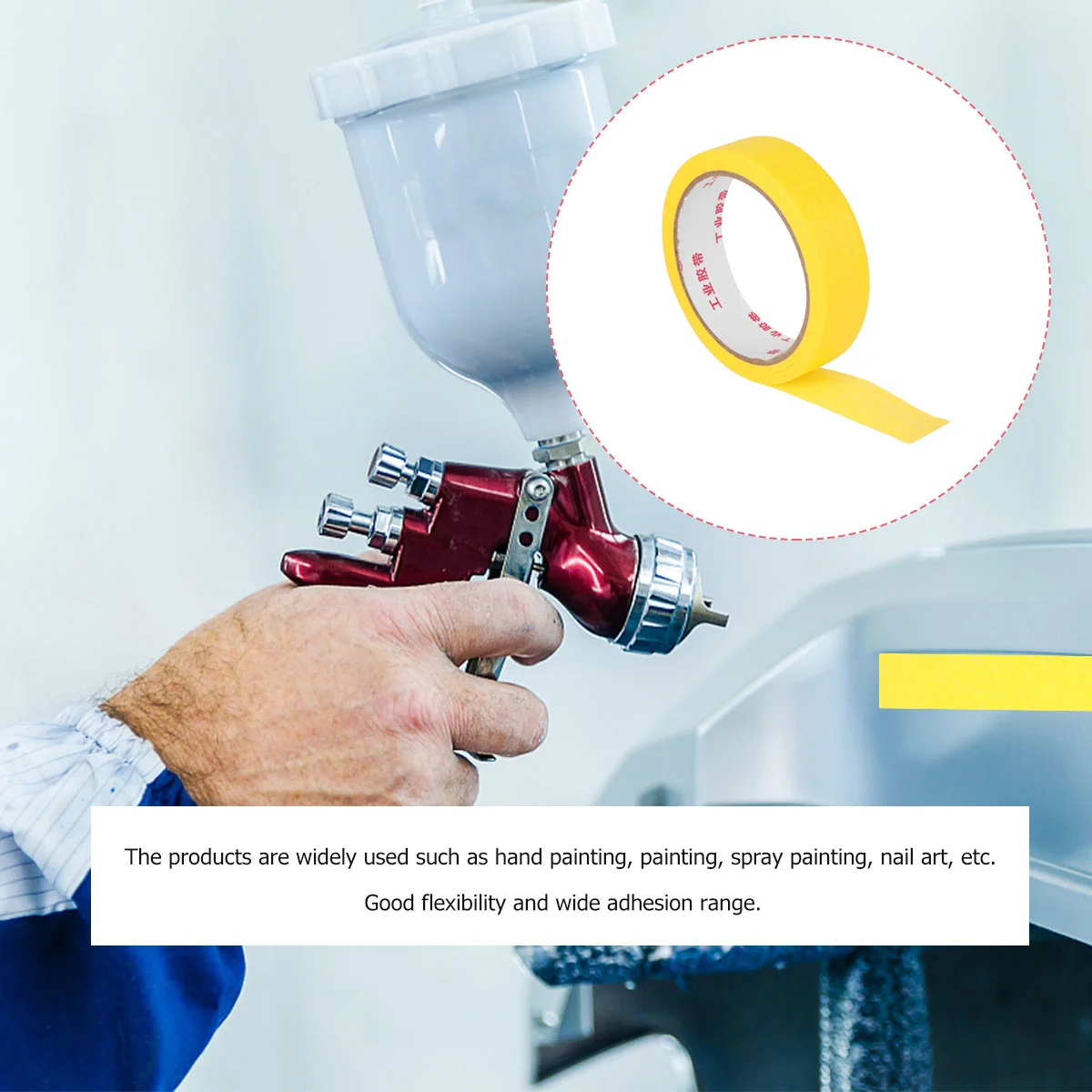 Rubber Color Separation Mark Tape Yellow High Temperature Resistant Fast Drawing Edges Uv Proof for Painting Protection Masking