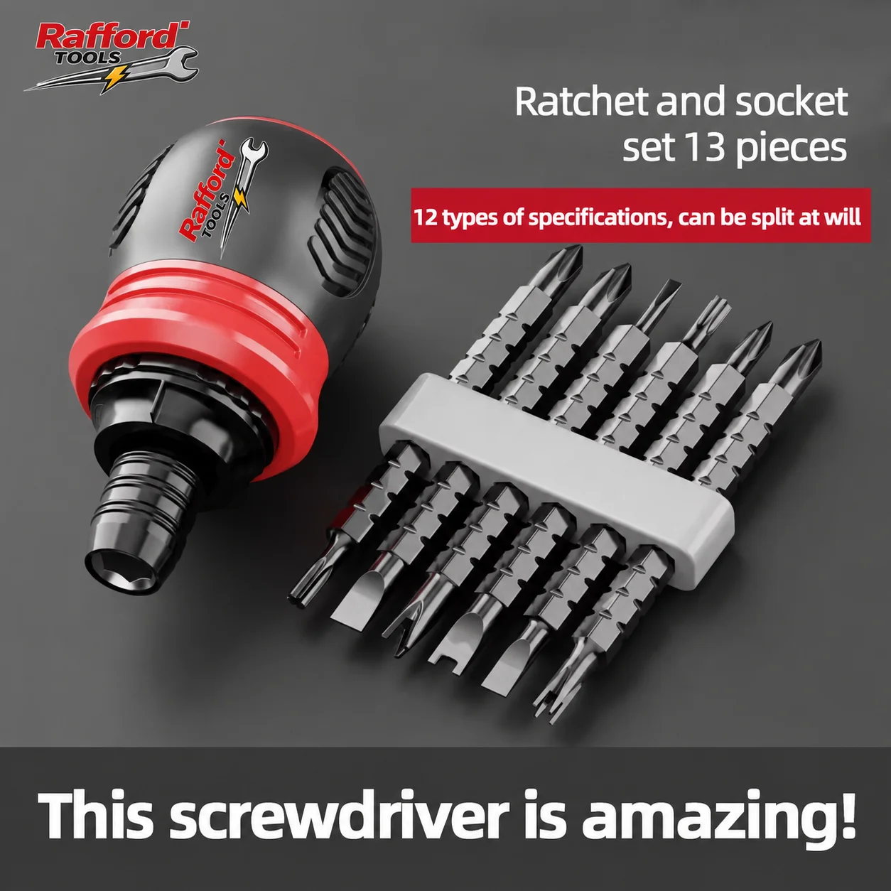 Screwdriver Set of 13 Pieces, Ratchet Set, Multi-functional Cross and Diagonal Use, Extendable, Mini , Household Manual Tool image 4