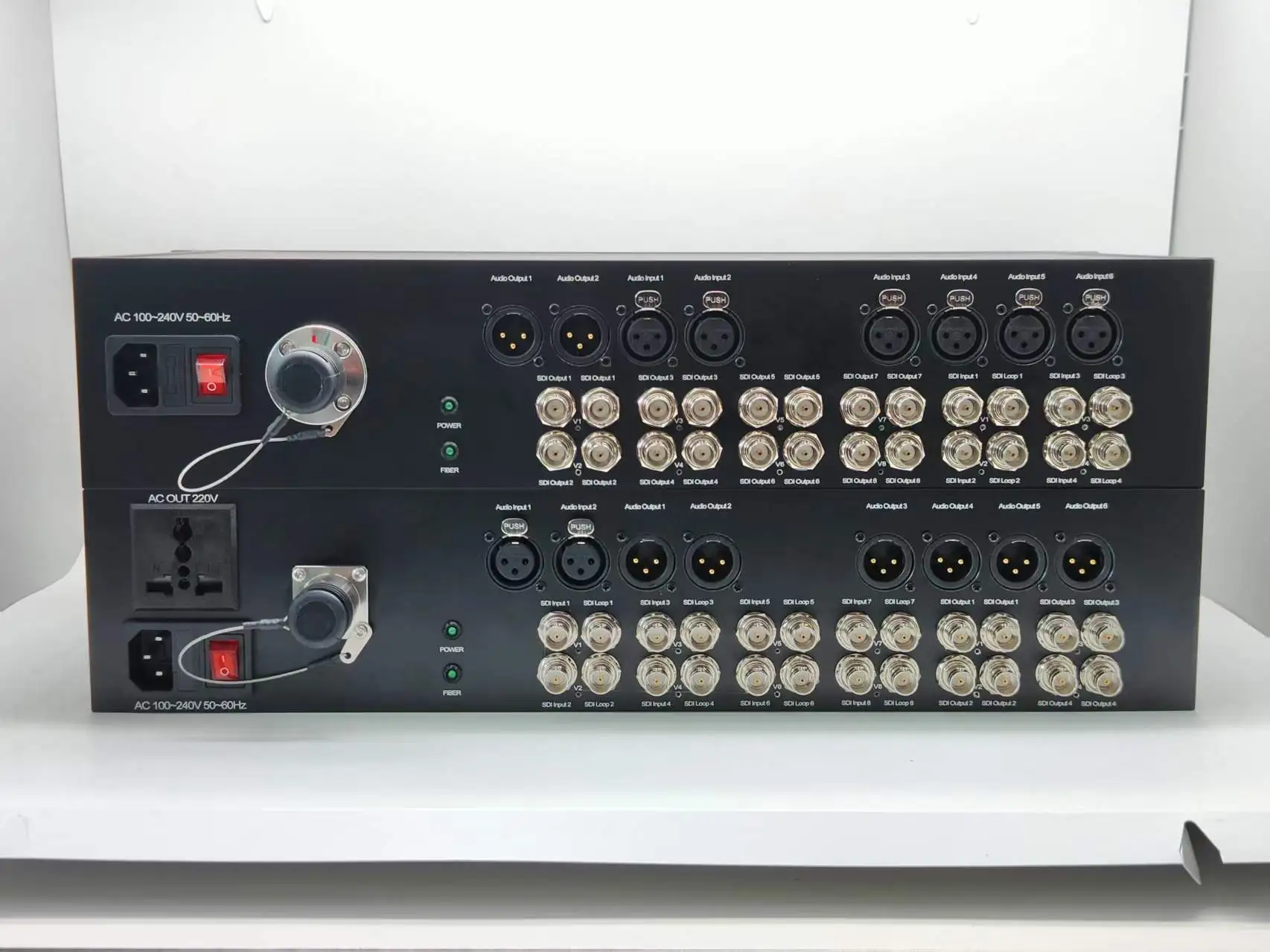 3G SDI أكثر من الألياف معدد SMPTE 3K93C 200 متر دعم الطاقة xlr الصوت الألياف البصرية محول جهاز ريسيفر استقبال وإرسال