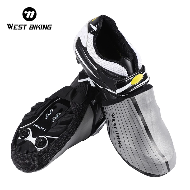 WEST BIKING-fundas reflectantes para zapatos de ciclismo, cubiertas impermeables y cálidas para zapatos de ciclismo, MTB y carretera