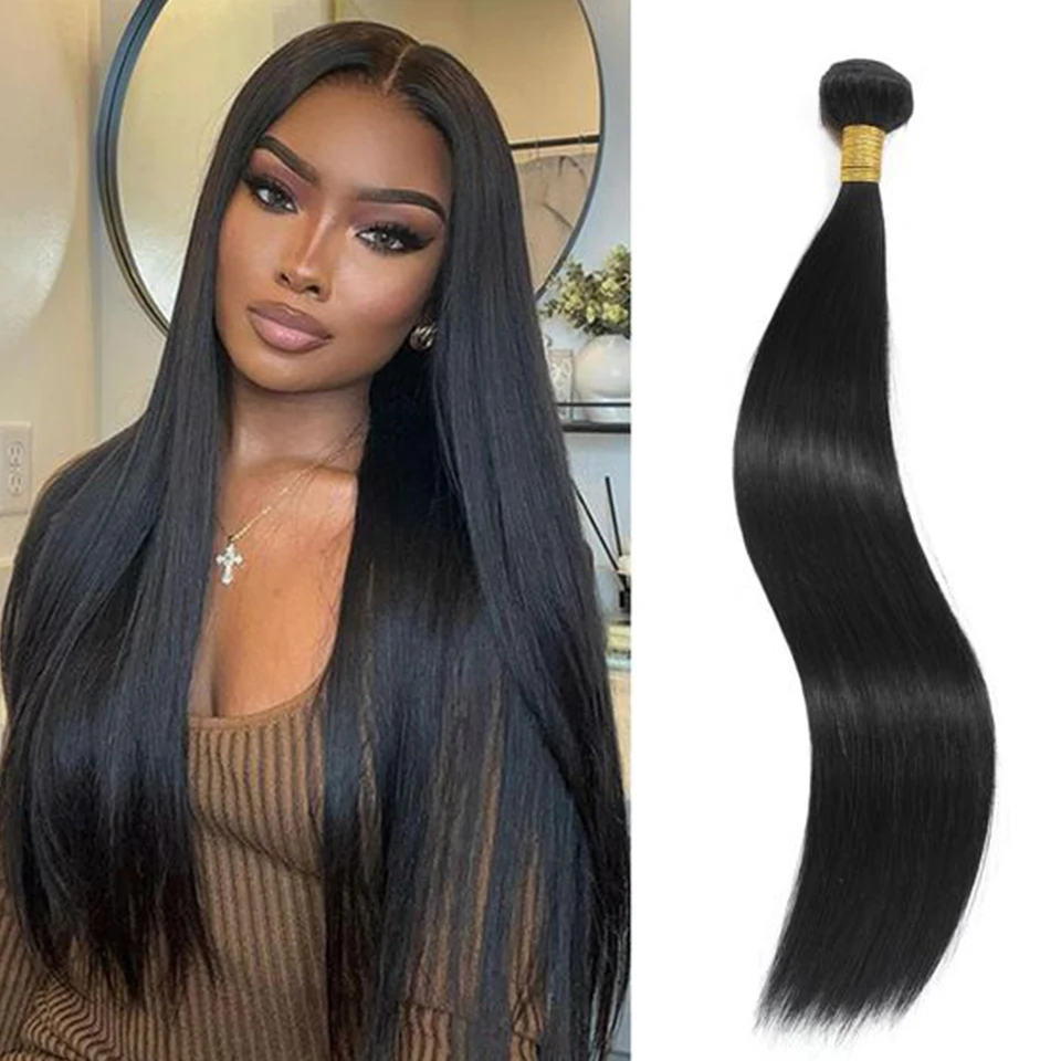 

Sleek Straight Human Hair Bundles 1/3/4 Pcs Hair Weaving Peruvian Remy Bundles Human Hair Bone Straight Human Hair Extension