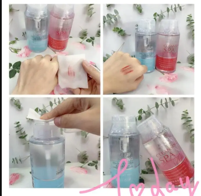 300ML Press Type three-in-one Makeup Remover cleansing Liquid Water Lip Eye Gentle Care Make-Up Travel Skin Remover Face