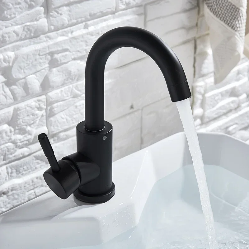 Bathroom Basin Faucet Matte Black Series for Sink Vessel Stainless Steel Hot and Cold Water Mixer Tap Crane  Bathroom Faucets