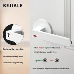 Indoor Door Indication Lock Household Keyed Three-lever Handle Lock White Bathroom Occupied or Unoccupied Door Handle