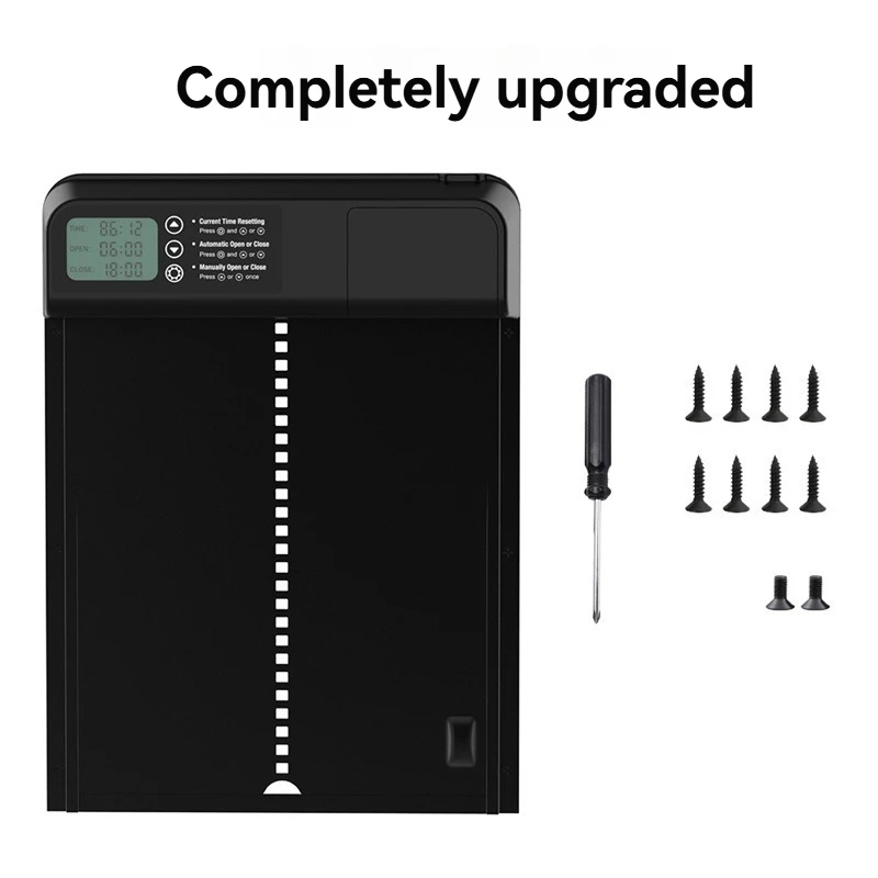 Automatic Chicken Coop Door, IP45 Waterproof, Stainless Steel, RF Remote Control, Pet Door, Timed Opening Closing System