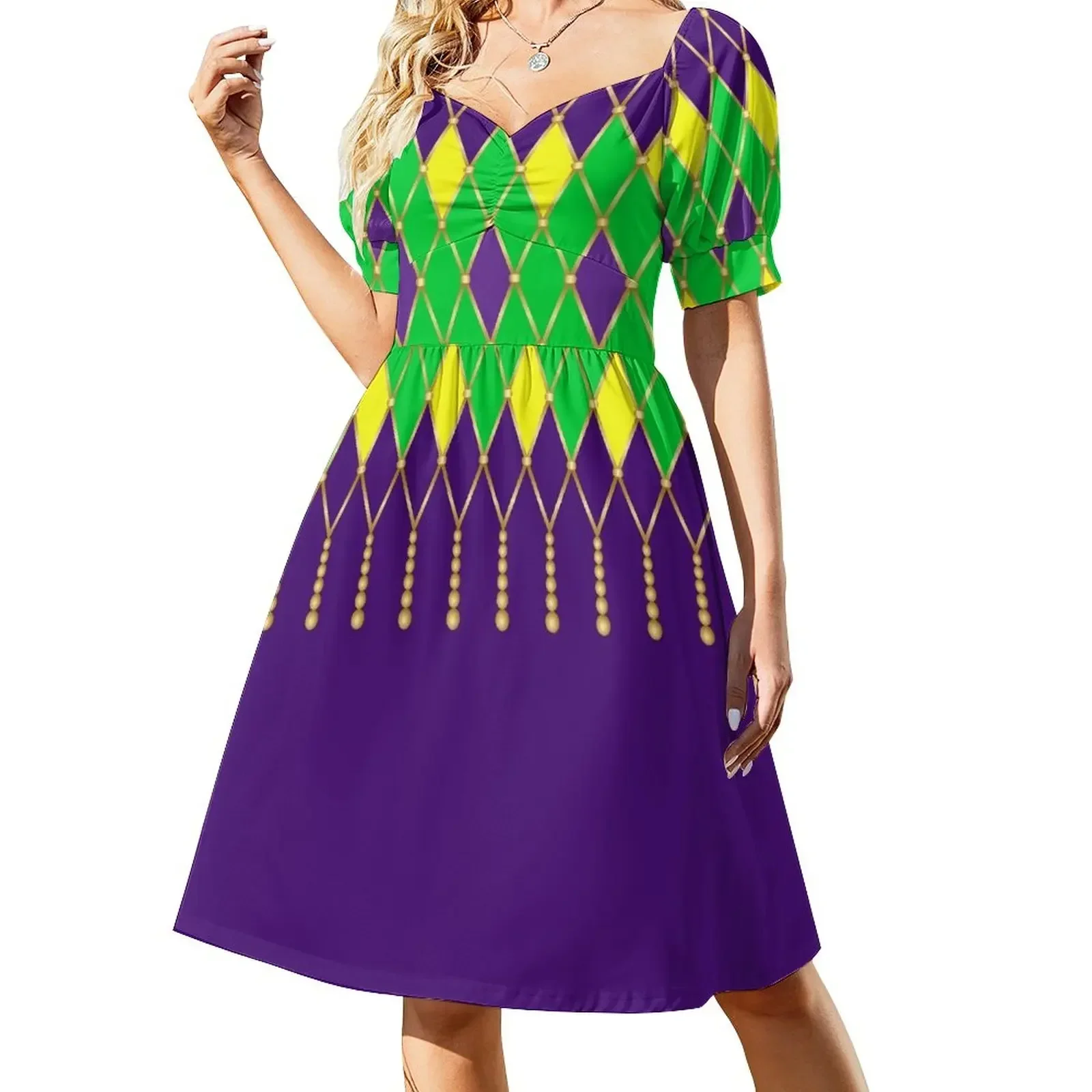 

Harlequin Mardi Gras Sleeveless Dress sexy short dresses daring dresses ladies 2025 summer Long dresses Dress