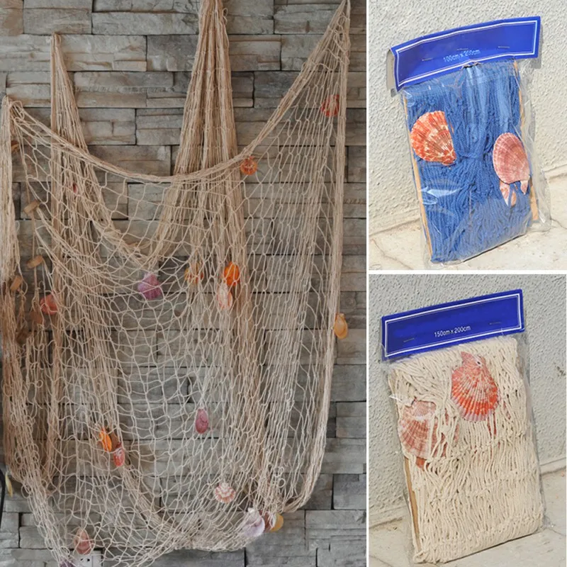 

100x200cm Fish Net Wall Hanging Fishnet for Pirate Nautical Under The Sea Party Decorations Ocean Themed Hawaii Beach Parties