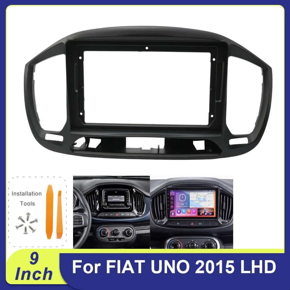 For 2015 FIAT UNO LHD 9Inch Android Stereo Installation Kit Car Radio Frame Wiring Harness Canbus GPS MP5 Dashboard Panel