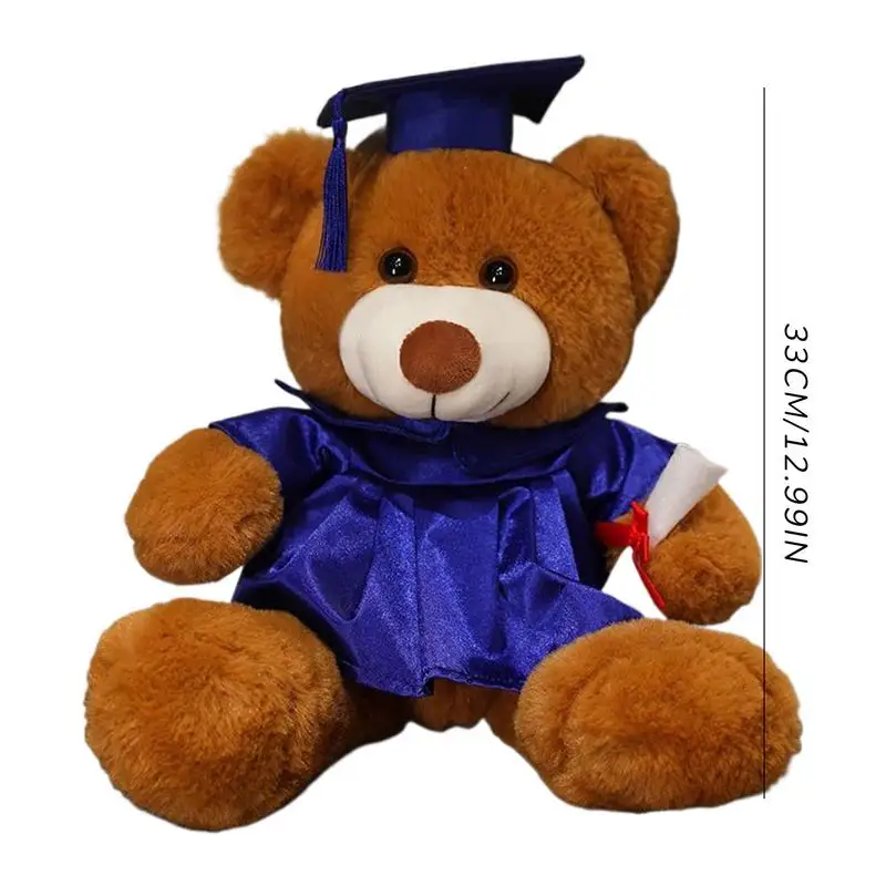 Bear With Graduation Hat Toys Stuffed Toy Doll With Hat Soft Plush Pillows Portable Comfortable Toy For Family Friends Children