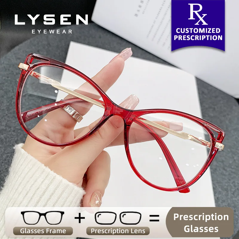 

LYSEN Trendy Cat Eye Photochromic Women's Myopia Prescription Optical Glasses Blue Light Blocking Progressive Reading Eyeglasses