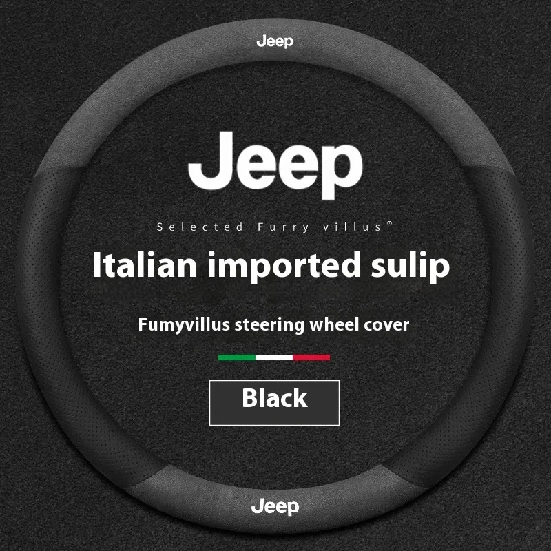 

Jeep Grand Cherokee Wrangler JK Renegade Patriot Commander Compass Gladiator Wagoneer Car Suede Ventilate Steering Wheel Cover