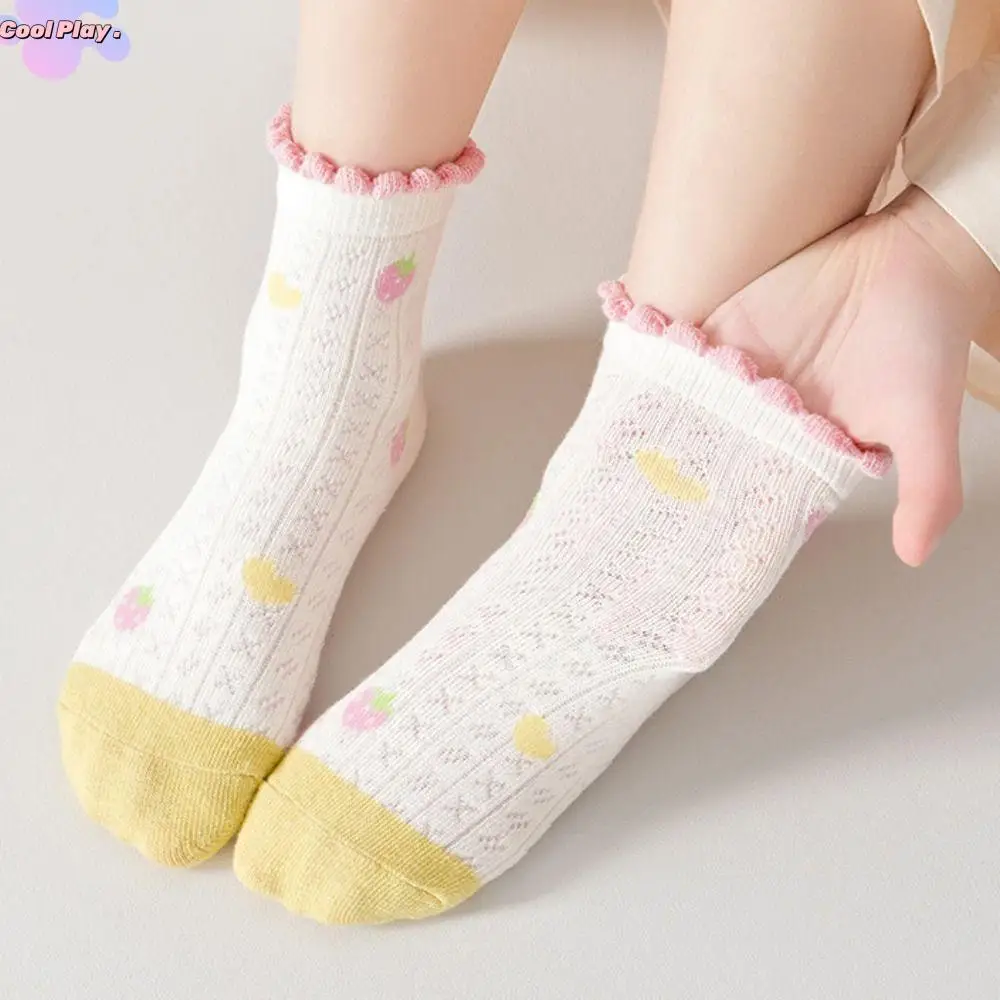 

5 пар мягких детских хлопковых носков с рюшами, осенне-весенние милые короткие носки-трубочки для малышей, дышащие милые носки для новорожденных