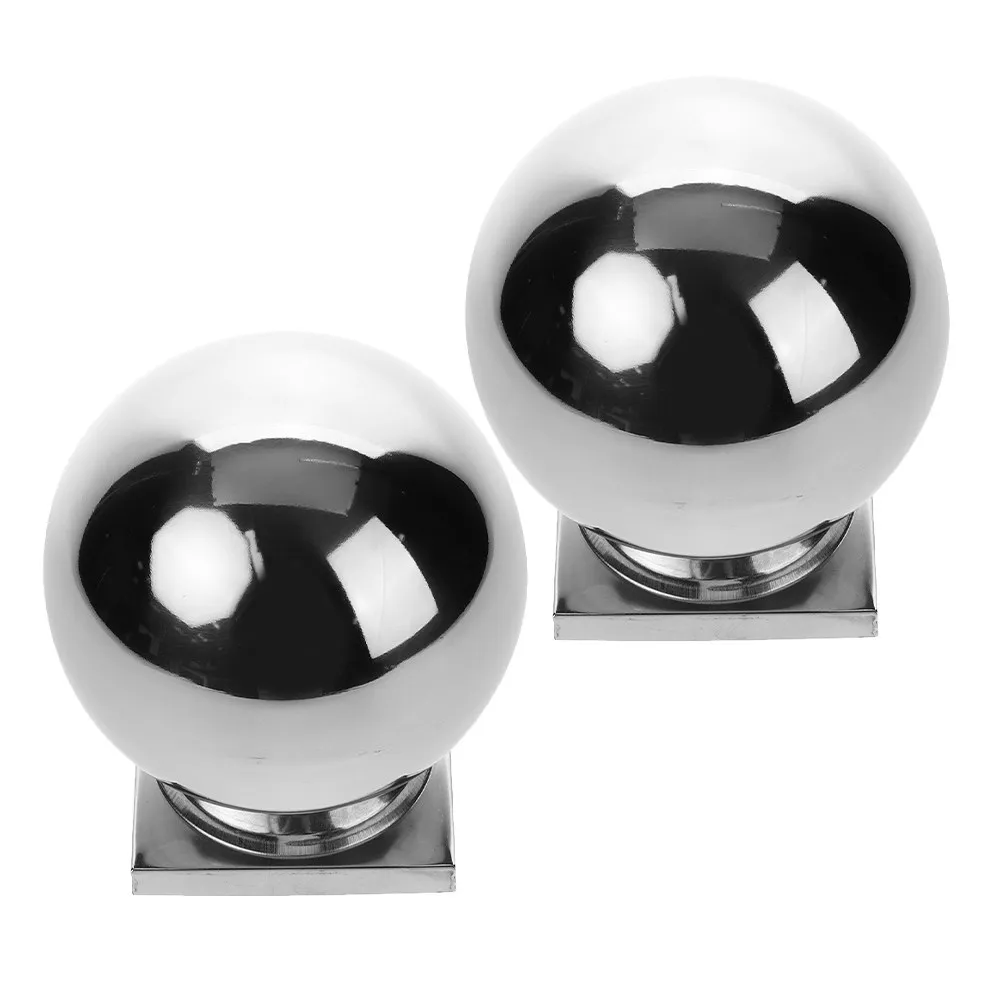 2Pcs Stainless Steel Connected Ball Post Cap Set for Fence Gate Railing Stair Guardrail Flagpole Top Dome Architectural Sphere