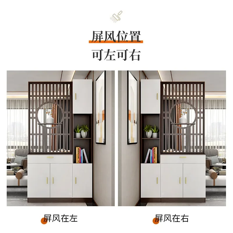 New Chinese screen partition living room simple modern entry door solid wood facing the door entrance cabinet door hall cabinet