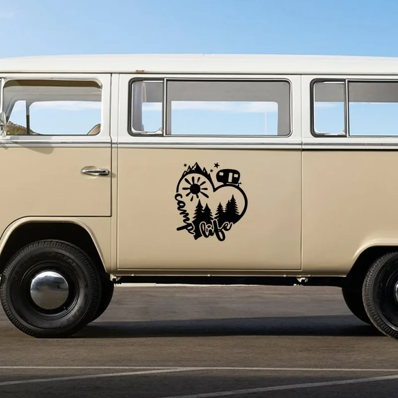 

Гравировка с гравировкой Camper Life Design, автомобильная наклейка, фургоны для кемпинга, дома на колесах, окна, самоклеящаяся декоративная наклейка, аксессуары, авто