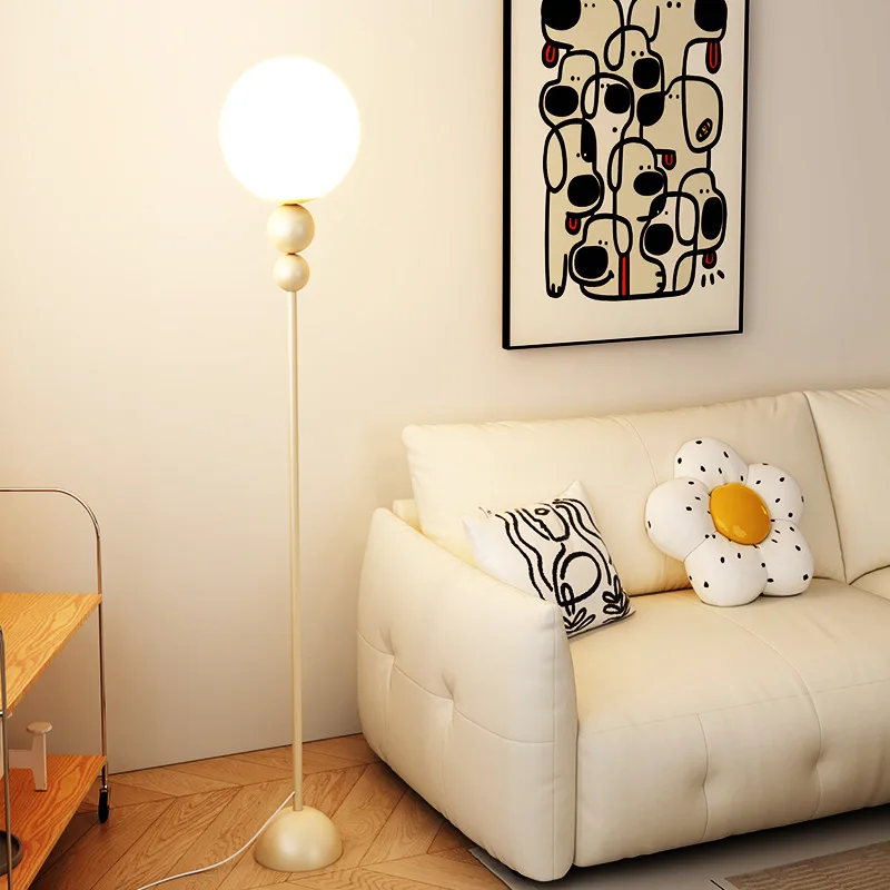 LED modern floor lamp cream style living room minimalist lighting fixture sofa side bedroom bedside vertical floor lamp