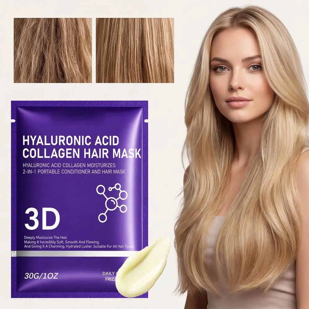Hyaluronic Acid Collagen Hair Mask 2-in-1 Deep Hydrating Hair Conditioner Anti Frizz Smooth Soft Repair Care