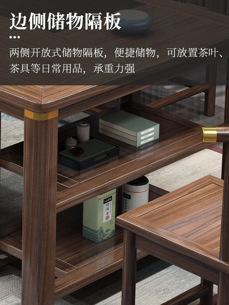 Tea table and chair combination office solid wood  one table five chairs new Chinese tea set one kung fu