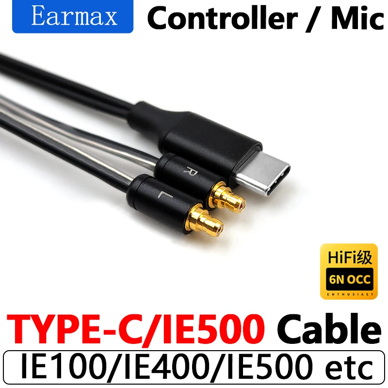 For sennheiser IE500 IE100 IE400 IE500PRO Replaceable HIFI Earphones TYPE-C to IE500 High-Purity Single Crystal Copper Cable