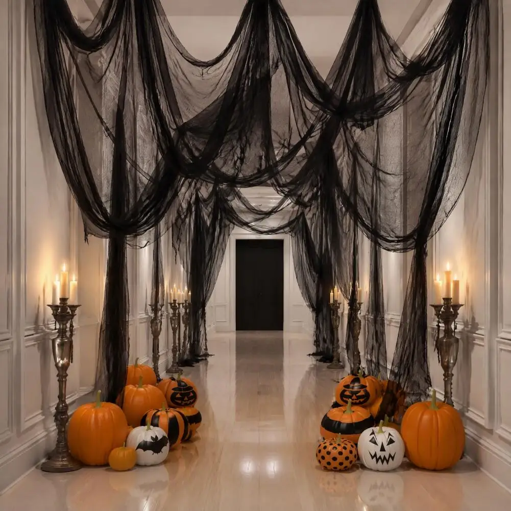 Halloween Gauze Decorations Halloween Gauze Decor Blood-red Hanging Cloth Spooky Drape Net for Haunted House Party Scene