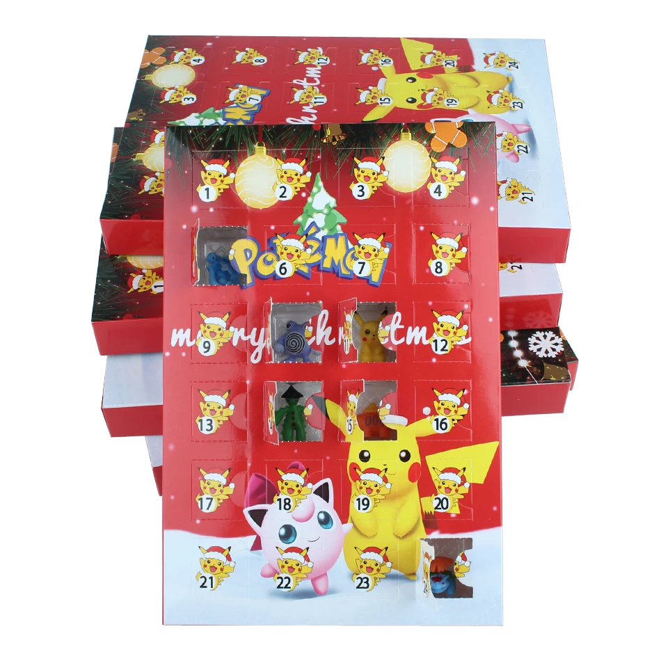 Figura de Pokémon, calendario de Adviento de Navidad, caja de regalos, Kawaii, Pikachu, Anime, modelo de acción figural, juguetes para niños